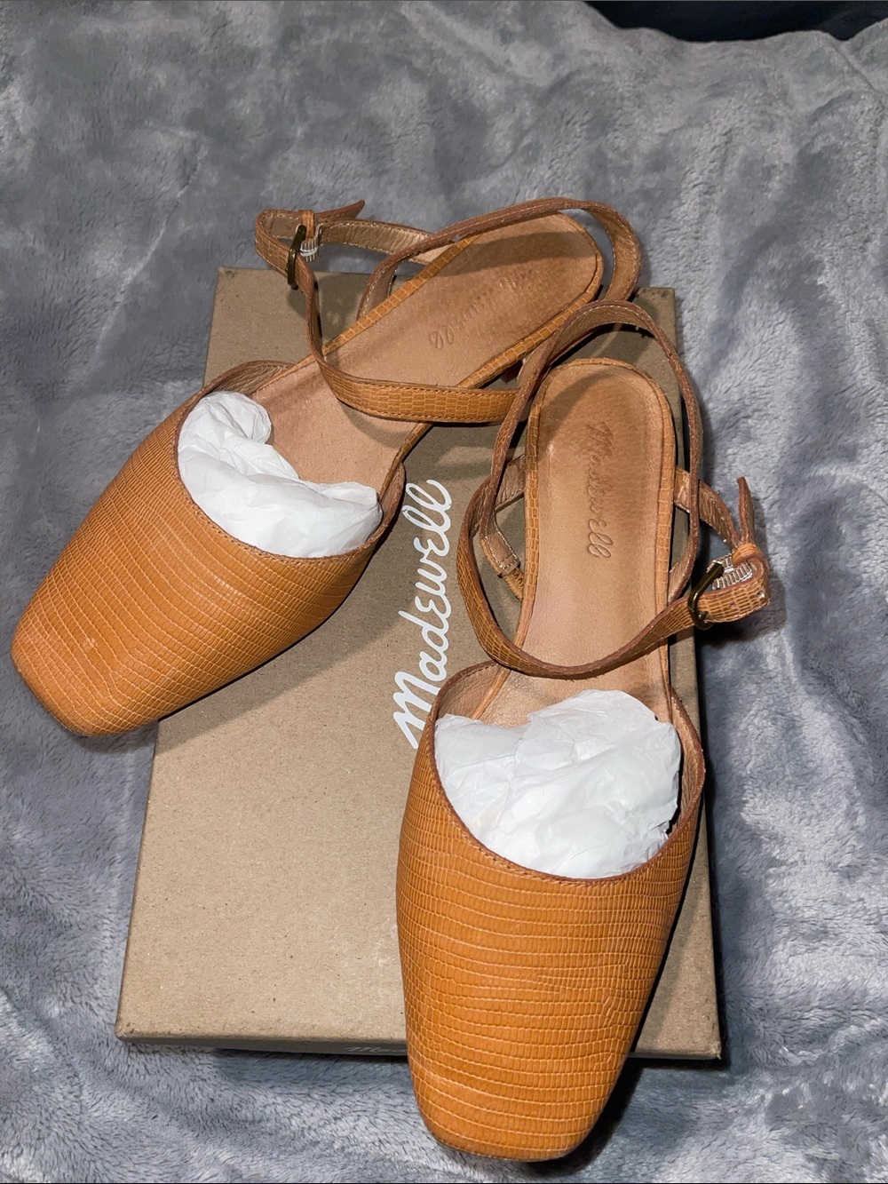 Madewell Tan Croc-Embossed Slingback Flats - Picture 5 of 9